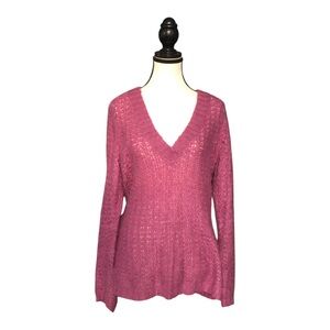 New York & Company Pink V-Neck Sweater